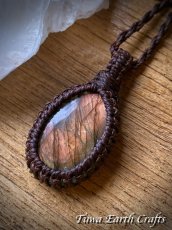 画像6: 幻想的 夕焼け色♪【夢の実現・直観力アップ】高品質ピンク ラブラドライト ネックレス ペンダント＊シンプル 1点もの マクラメ ヒーリング天然石パワーストーンアクセサリー レインボーラブラドライト スピリチュアルお守りジュエリー (6)