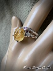 画像18: 【自信・積極性アップ・開運】1点物 高品質シトリン リング with 宝石質ロードライトガーネット 指輪 16号★植物・葉っぱデザイン 商売繁盛・財運・金運アップお守り ハンドメイドジュエリー　パワーストーン天然石ヒーリングストーン お守りアクセサリー　スピリチュアル　11月誕生石 (18)