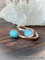 画像22: 高品質ブルームーンストーン ＆ ラリマー リング 指輪 サイズ調節可能 オープンリング  15号 16号 17号 18号★天然石パワーストーン お守りアクセサリー スピリチュアル ヒーリングジュエリー (22)