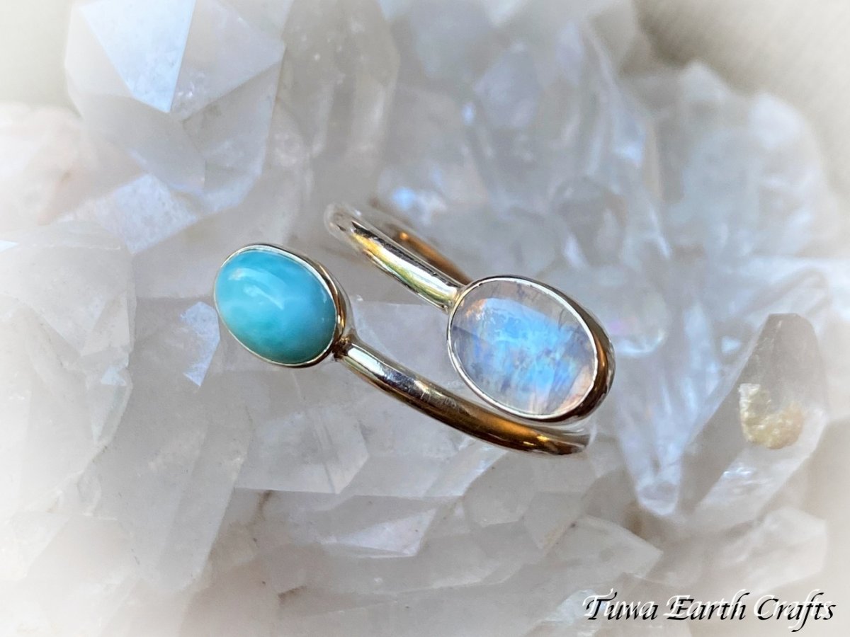 画像26: 高品質ブルームーンストーン ＆ ラリマー リング 指輪 サイズ調節可能 オープンリング  15号 16号 17号 18号★天然石パワーストーン お守りアクセサリー スピリチュアル ヒーリングジュエリー (26)