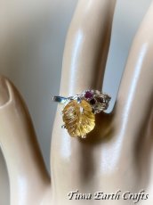 画像12: 【自信・積極性アップ・開運】1点物 高品質シトリン リング with 宝石質ロードライトガーネット 指輪 16号★植物・葉っぱデザイン 商売繁盛・財運・金運アップお守り ハンドメイドジュエリー　パワーストーン天然石ヒーリングストーン お守りアクセサリー　スピリチュアル　11月誕生石 (12)