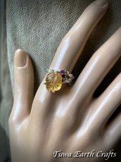画像16: 【自信・積極性アップ・開運】1点物 高品質シトリン リング with 宝石質ロードライトガーネット 指輪 16号★植物・葉っぱデザイン 商売繁盛・財運・金運アップお守り ハンドメイドジュエリー　パワーストーン天然石ヒーリングストーン お守りアクセサリー　スピリチュアル　11月誕生石 (16)