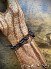 画像3: 【開運お守り・癒し・生命力アップ】高品質 アンモナイト化石 ＆琥珀 ブレスレット バングル ＊アンバー 1点ものマクラメ編みアクセサリー ハンドメイド＊天然石パワーストーン お守りアクセサリー ヒーリング スピリチュアルジュエリー (3)