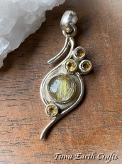 画像3: 【仕事運・金運アップ】高品質ゴールドルチルクォーツ ペンダントトップ with 宝石質きらきらシトリン ★ゴールデンルチル スターリングシルバー　パワーストーン天然石アクセサリー お守り　 (3)