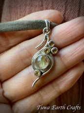 画像9: 【仕事運・金運アップ】高品質ゴールドルチルクォーツ ペンダントトップ with 宝石質きらきらシトリン ★ゴールデンルチル スターリングシルバー　パワーストーン天然石アクセサリー お守り　 (9)