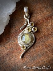 画像1: 【仕事運・金運アップ】高品質ゴールドルチルクォーツ ペンダントトップ with 宝石質きらきらシトリン ★ゴールデンルチル スターリングシルバー　パワーストーン天然石アクセサリー お守り　 (1)