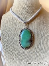 画像10: 石全長4.3cm大ぶり【自己実現・才能開花・自信アップ】高品質 天然クリソプレーズ ペンダントトップ 　ヒーリング お守りジュエリー　パワーストーン 天然石アクセサリー (10)