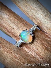 画像20: 高品質エチオピア産オパール 指輪リング with キラキラ宝石質ペリドット 14号*１点もの パワーストーンお守りアクセサリー天然石 銀細工 彫金 スターリングシルバー ヒーリングジュエリー (20)