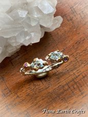 画像13: 【チャンスの引き寄せ・直観力アップ】宝石質ブルートパーズ 指輪リング with アメジスト サイズ調節可能 16号 17号 18号  天然石アクセサリー　キレイめ 上品 デザイン　1点もの ハンドメイド 彫金ジュエリー　銀細工 　 (13)