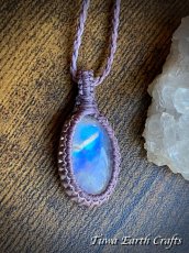 画像5: 高品質ロイヤルレインボームーンストーン ペンダント シンプル ネックレス 水晶 ★マクラメ編み ハンドメイド パワーストーン天然石ヒーリングお守りアクセサリー 金属アレルギー対応 (5)