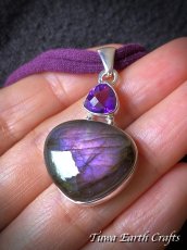 画像7: パープル ピンク  高品質スペクトライト ラブラドライト ペンダントトップ  with 大粒 宝石質アメジスト 紫 天然石パワーストーンアクセサリー　ヒーリングストーン お守りジュエリー　スピリチュアル (7)
