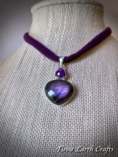 画像14: パープル ピンク  高品質スペクトライト ラブラドライト ペンダントトップ  with 大粒 宝石質アメジスト 紫 天然石パワーストーンアクセサリー　ヒーリングストーン お守りジュエリー　スピリチュアル (14)
